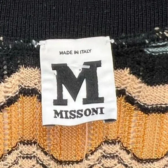 M Missoni Multicolor Merino Wool Knit Chevron Zig Zag Striped